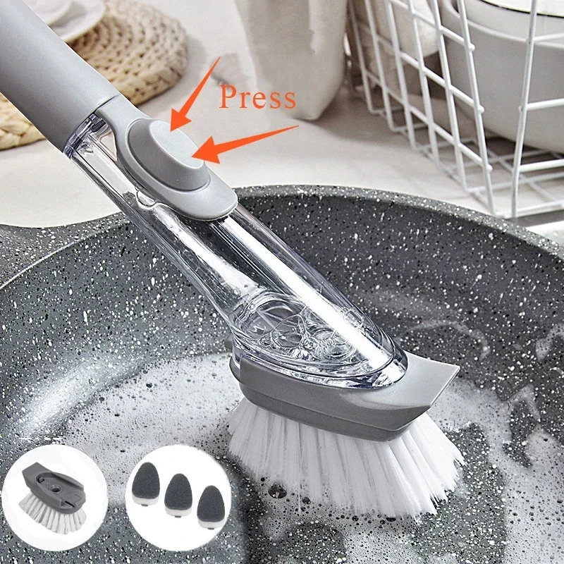 2-in-1 Soap Dispensing Dish Brush with Long Handle and Interchangeable Sponge 11 2-in-1 Soap Dispensing Dish Brush with Long Handle and Interchangeable Sponge