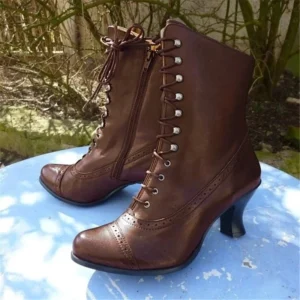Women Boots PU Leather Bikerboots Women for Women High Heel Pointed Toe Boots Women New Victorian Boots