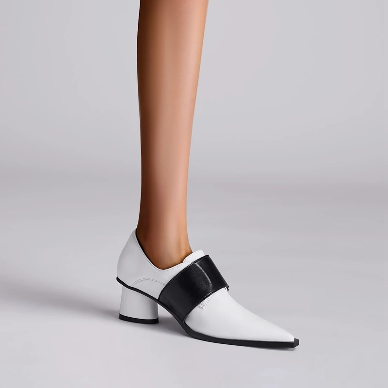 Pointed thick high heeled sheepskin insole, large size women's shoes, fashion shoes, single shoes 23 Pointed thick high heeled sheepskin insole, large size women's shoes, fashion shoes, single shoes - Image 3