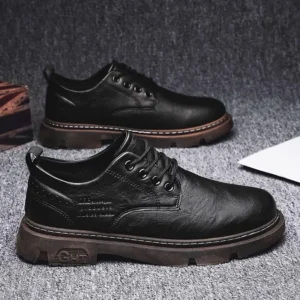 Cow Leather Autumn Platform Shoes for Men Fashion Casual New Designer Derby Shoes Male Low Top Work Ankle Boots Men shoes