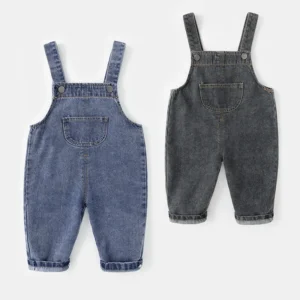 Children Clothes Baby Girls Boys Overalls Solid Brief Style Toddler Denim Overol Jumpsuits
