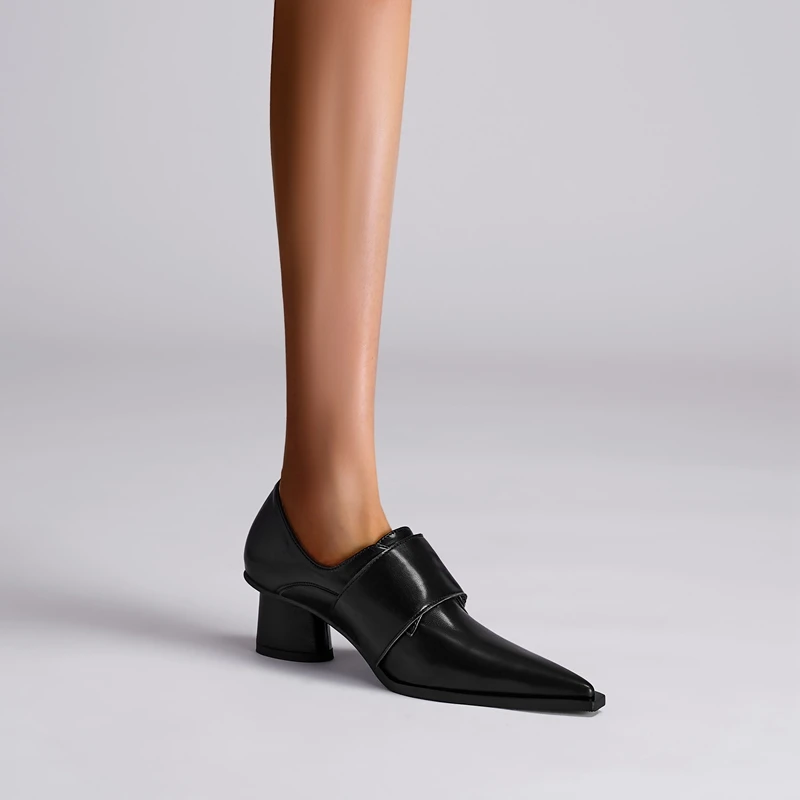 Pointed thick high heeled sheepskin insole, large size women's shoes, fashion shoes, single shoes 22 Pointed thick high heeled sheepskin insole, large size women's shoes, fashion shoes, single shoes - Image 2
