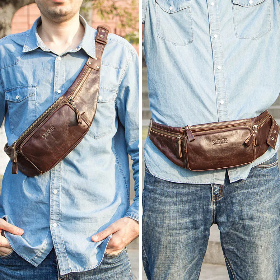 Cow Leather Men Waist Bag Casual Small Fanny Pack Male Waist Pack For Cell Phone And Credit Cards Travel Chest Bag 30 Cow Leather Men Waist Bag Casual Small Fanny Pack Male Waist Pack For Cell Phone And Credit Cards Travel Chest Bag - Image 5