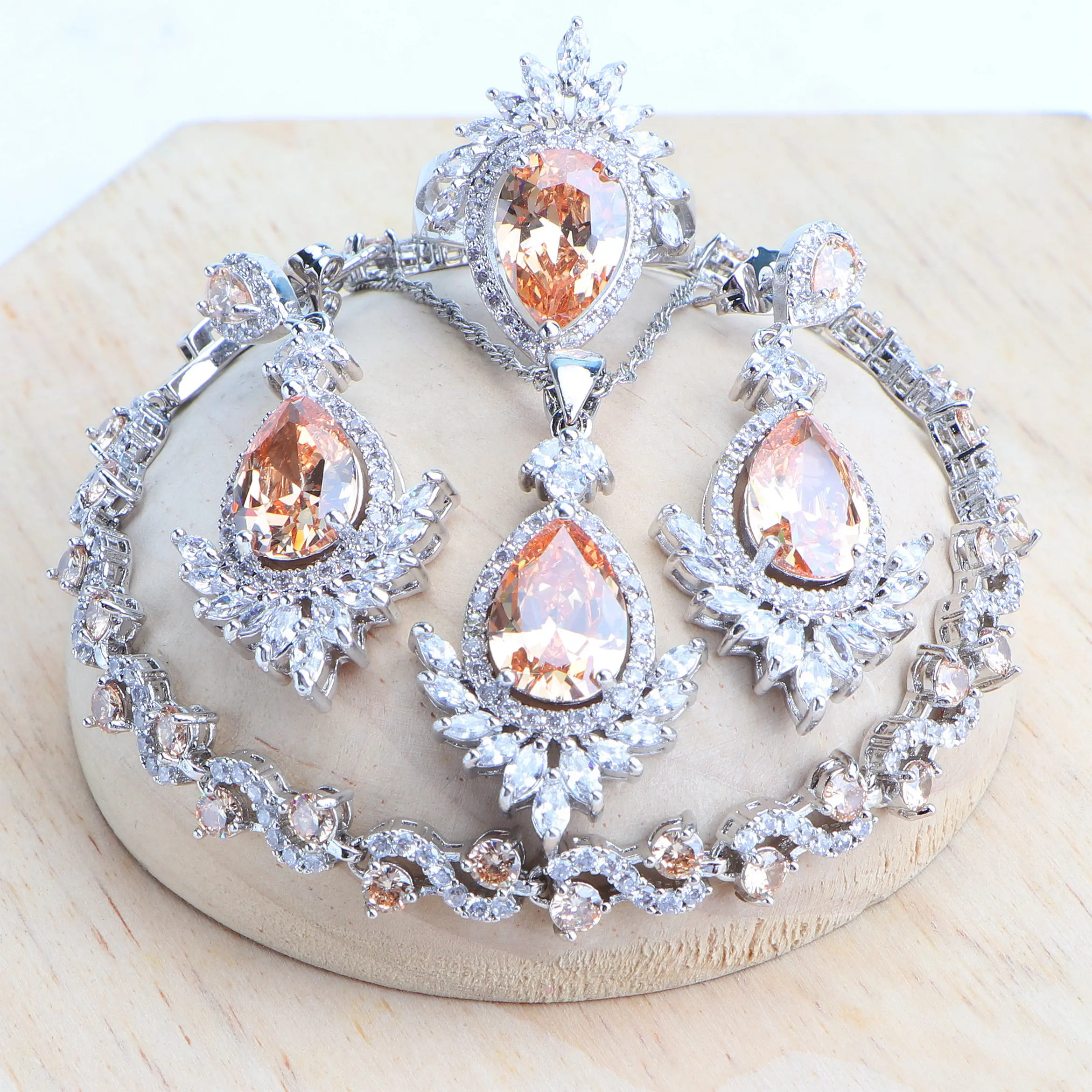 925 Silver Red Zircon Bridal Jewelry Sets Wedding Stones Bracelets Earrings Rings Pendant Necklace Set For Women 17 925 Silver Red Zircon Bridal Jewelry Sets Wedding Stones Bracelets Earrings Rings Pendant Necklace Set For Women - Image 11