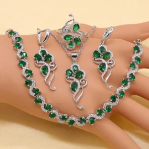 925 Sterling Silver 5-Piece Vintage Flower Jewelry Set for Women