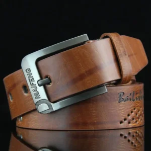 Men's Leather Belt with Classic Buckle | Leather Waistband for Men