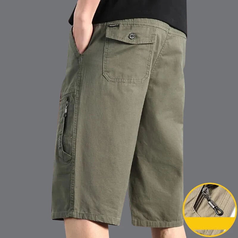 Classic Cargo Shorts Men Zipper Pocket Casual Knee Shorts Loose Straight Cotton Work Shorts Man Clothes 17 Classic Cargo Shorts Men Zipper Pocket Casual Knee Shorts Loose Straight Cotton Work Shorts Man Clothes - Image 7
