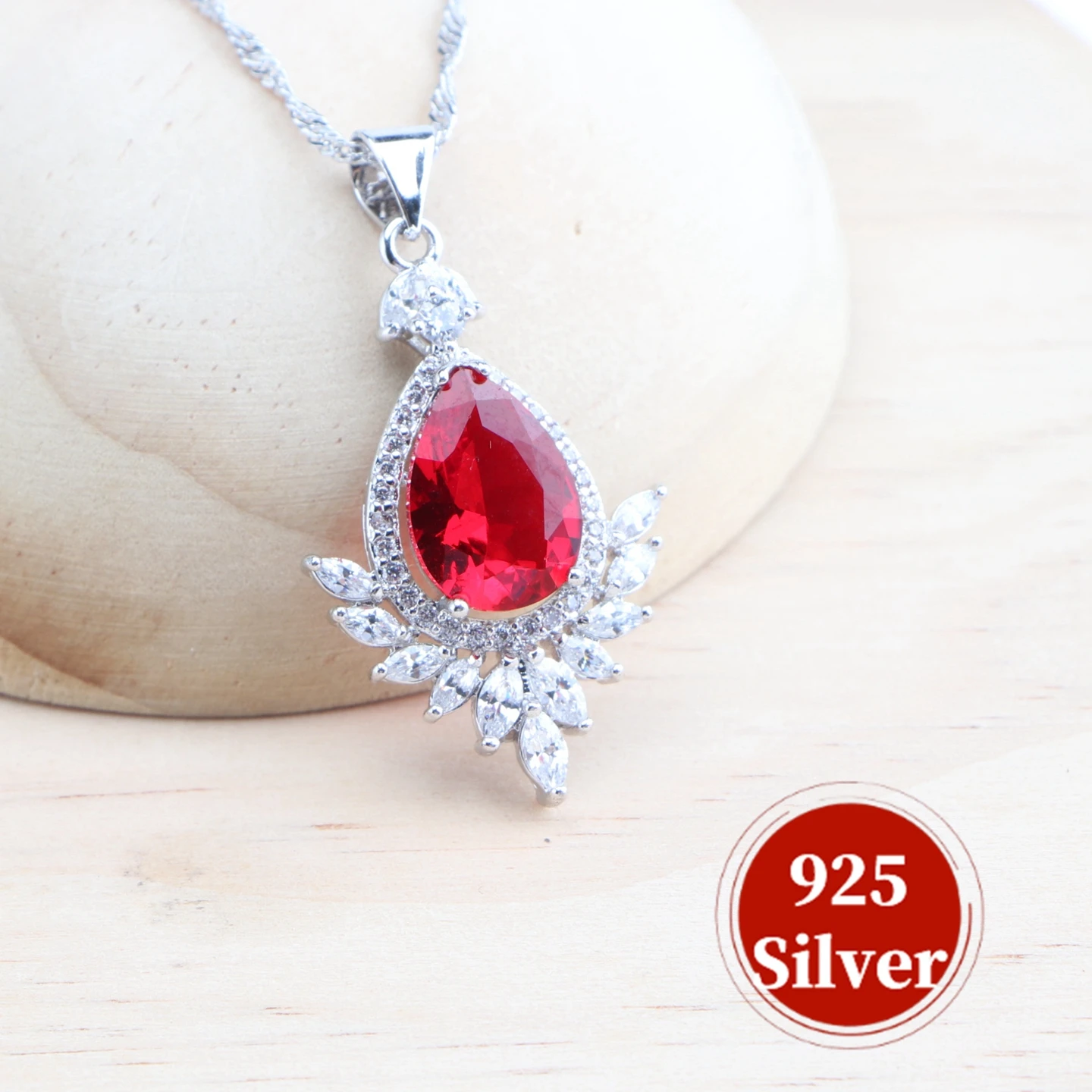 925 Silver Red Zircon Bridal Jewelry Sets Wedding Stones Bracelets Earrings Rings Pendant Necklace Set For Women 11 925 Silver Red Zircon Bridal Jewelry Sets Wedding Stones Bracelets Earrings Rings Pendant Necklace Set For Women - Image 5