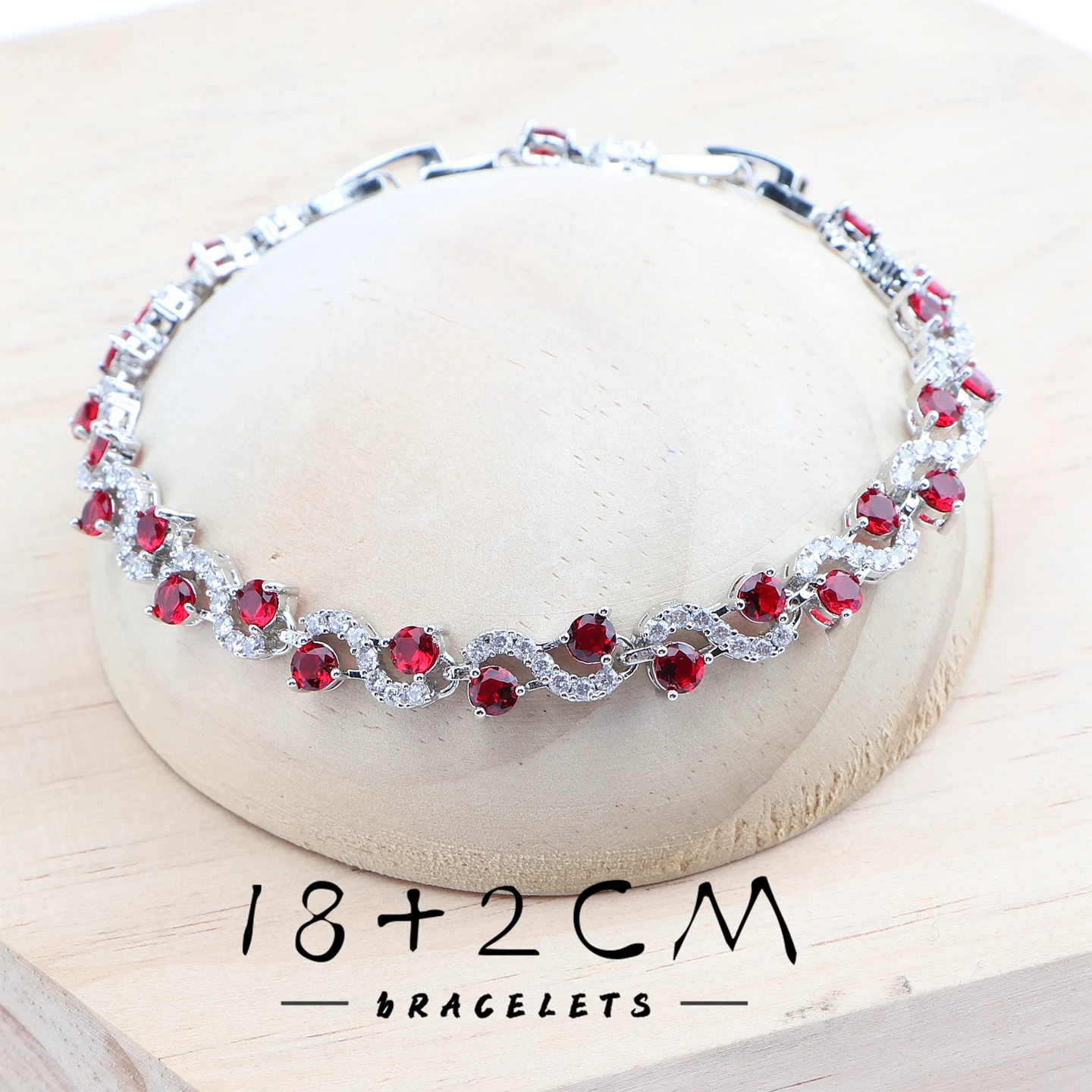 925 Silver Red Zircon Bridal Jewelry Sets Wedding Stones Bracelets Earrings Rings Pendant Necklace Set For Women 9 925 Silver Red Zircon Bridal Jewelry Sets Wedding Stones Bracelets Earrings Rings Pendant Necklace Set For Women - Image 3