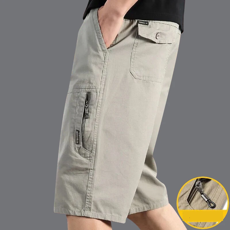 Classic Cargo Shorts Men Zipper Pocket Casual Knee Shorts Loose Straight Cotton Work Shorts Man Clothes 12 Classic Cargo Shorts Men Zipper Pocket Casual Knee Shorts Loose Straight Cotton Work Shorts Man Clothes - Image 2