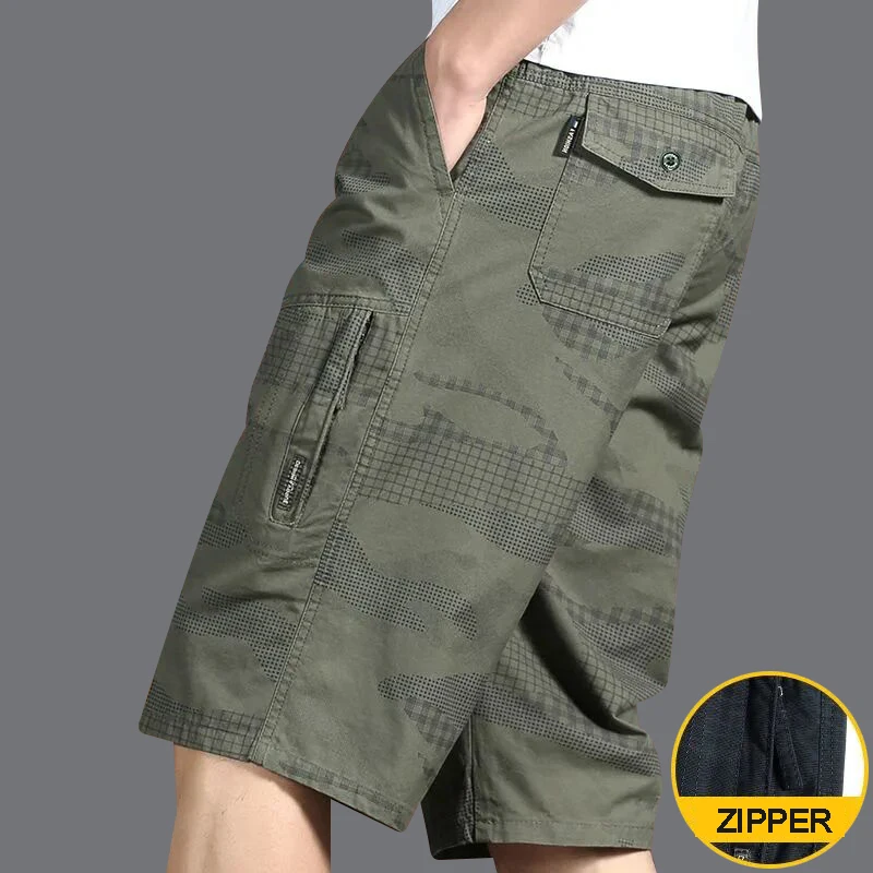 Classic Cargo Shorts Men Zipper Pocket Casual Knee Shorts Loose Straight Cotton Work Shorts Man Clothes 16 Classic Cargo Shorts Men Zipper Pocket Casual Knee Shorts Loose Straight Cotton Work Shorts Man Clothes - Image 6
