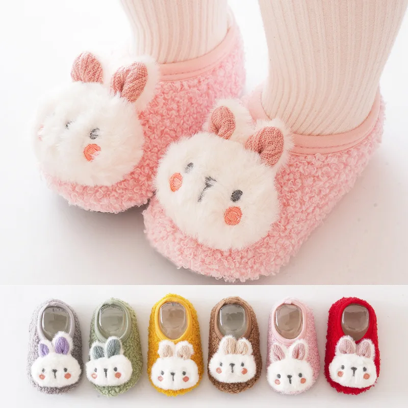 Cartoon Rabbit Baby Floor Socks Kids Plush Slippers Toddler Warm Shoes Children Soft Non-slip Prewalkers Indoor Home Slippers 12 Cartoon Rabbit Baby Floor Socks Kids Plush Slippers Toddler Warm Shoes Children Soft Non-slip Prewalkers Indoor Home Slippers