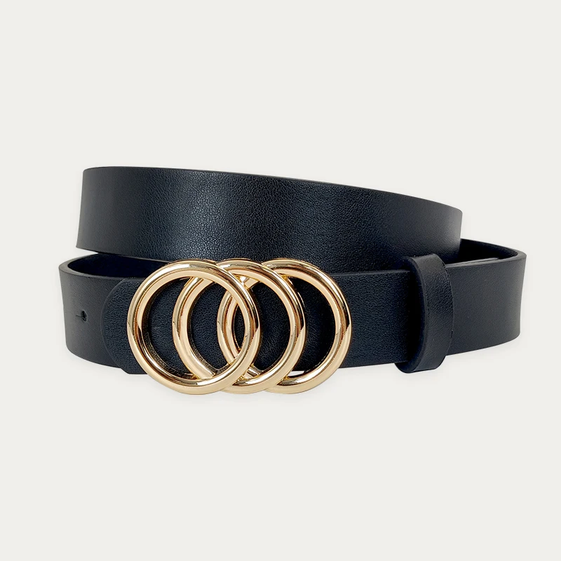 Luxury PU Leather Designer Waistband with three ring alloy buckle decoration Belts for women's trendy and versatile belt 17 Luxury PU Leather Designer Waistband with three ring alloy buckle decoration Belts for women's trendy and versatile belt - Image 6