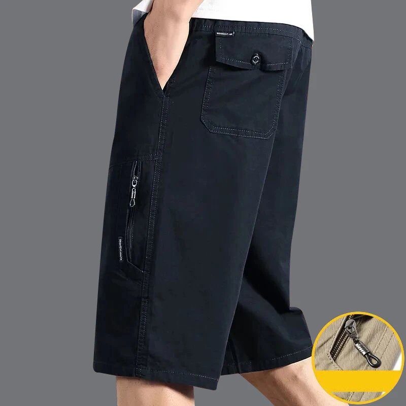 Classic Cargo Shorts Men Zipper Pocket Casual Knee Shorts Loose Straight Cotton Work Shorts Man Clothes 13 Classic Cargo Shorts Men Zipper Pocket Casual Knee Shorts Loose Straight Cotton Work Shorts Man Clothes - Image 3