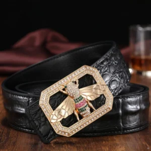 Men and Women Unisex Fashion Shiny Bee Design Buckle High Quality Waist Shaper Leather Belts