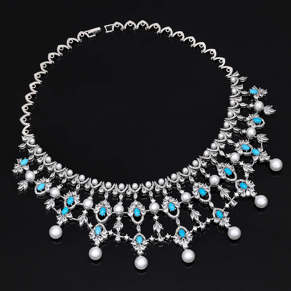 4-Piece Simulated Pearl Bridal Jewelry Set for Women (Necklace, Earrings, Ring, Bracelet) 12 4-Piece Simulated Pearl Bridal Jewelry Set for Women (Necklace, Earrings, Ring, Bracelet) - Image 3