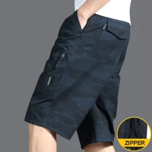 Men's Casual Cotton Shorts with Secure Zipper Pockets