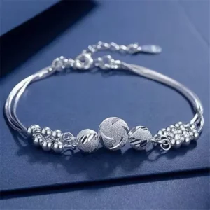 925 Sterling Silver Multi-Layered Lucky Beads Ball Bracelet