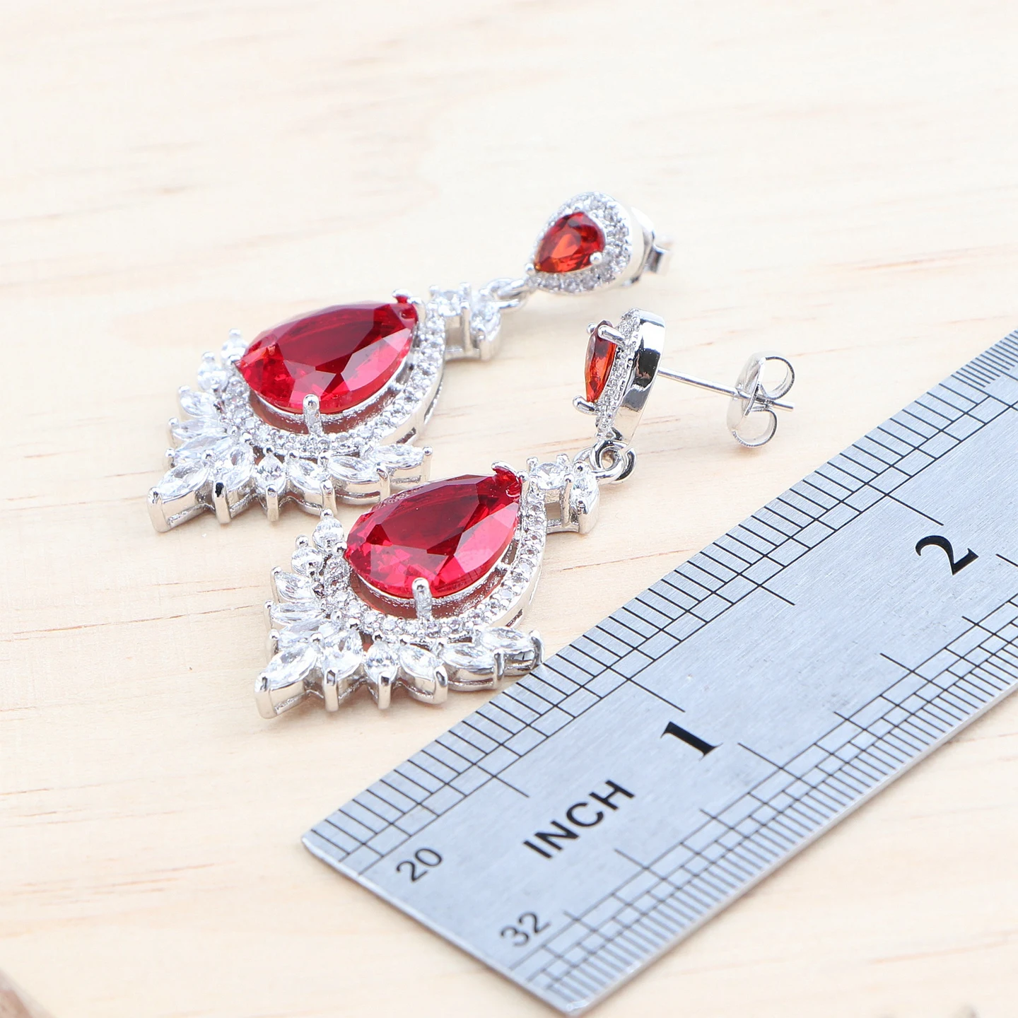 925 Silver Red Zircon Bridal Jewelry Sets Wedding Stones Bracelets Earrings Rings Pendant Necklace Set For Women 10 925 Silver Red Zircon Bridal Jewelry Sets Wedding Stones Bracelets Earrings Rings Pendant Necklace Set For Women - Image 4