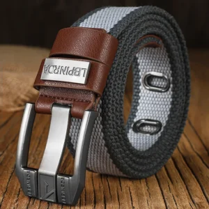 Unisex 3.5cm Woven Canvas Tactical Belt with Heavy-Duty Buckle
