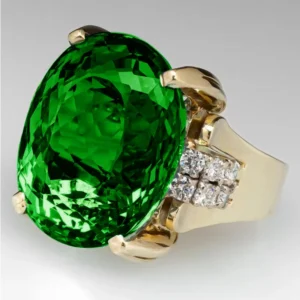 Women's Large Oval Green Ring Crystal Wedding Engagement Ring Set Rhinestone High Quality Party Fashion Jewelry