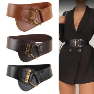 1pc Metal Buckle Wide Belt Elegant & Lightweight Elastic PU Girdle Belt