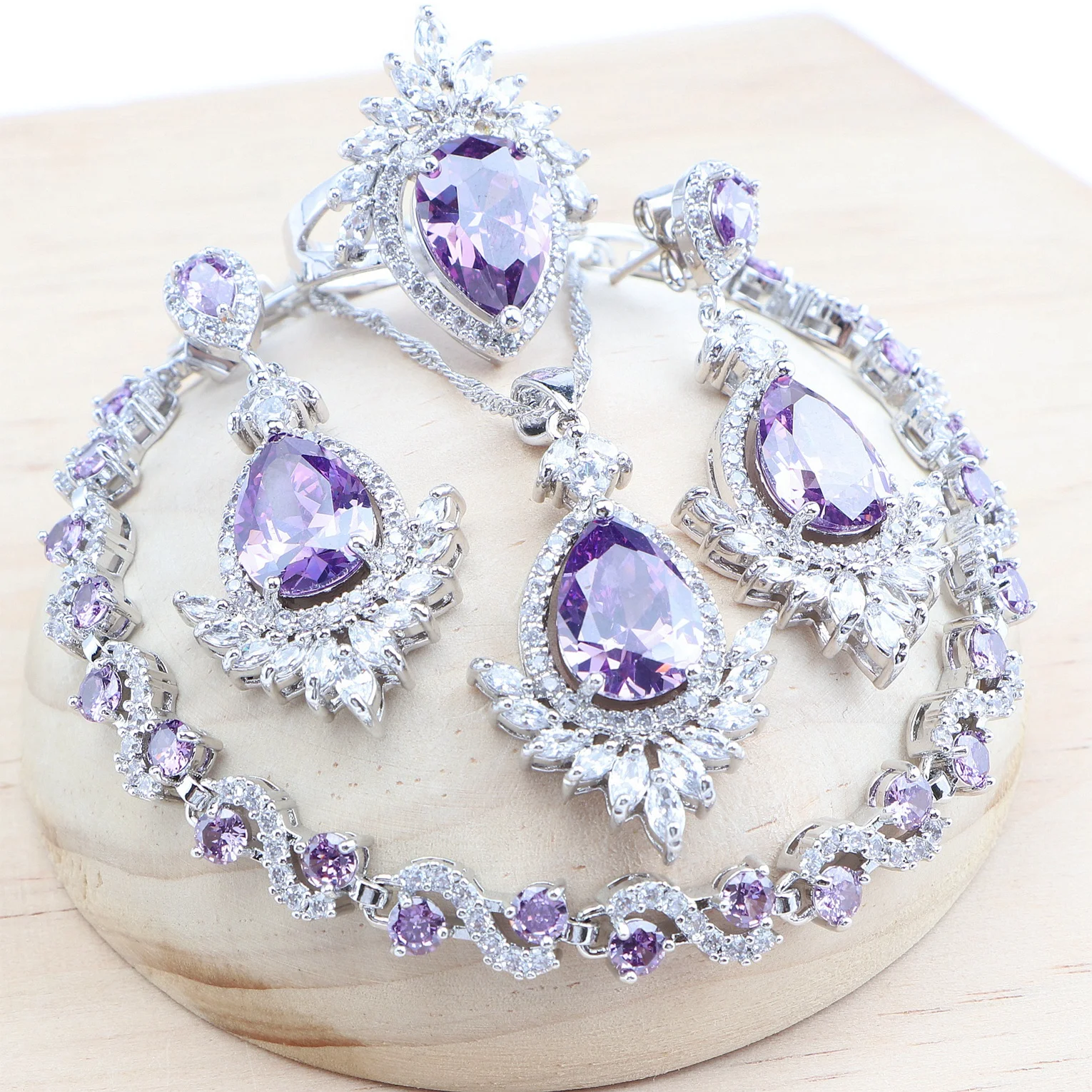925 Silver Red Zircon Bridal Jewelry Sets Wedding Stones Bracelets Earrings Rings Pendant Necklace Set For Women 15 925 Silver Red Zircon Bridal Jewelry Sets Wedding Stones Bracelets Earrings Rings Pendant Necklace Set For Women - Image 9
