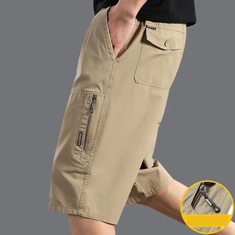 Classic Cargo Shorts Men Zipper Pocket Casual Knee Shorts Loose Straight Cotton Work Shorts Man Clothes 11 Classic Cargo Shorts Men Zipper Pocket Casual Knee Shorts Loose Straight Cotton Work Shorts Man Clothes