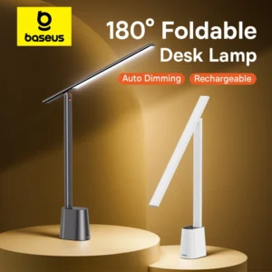 Foldable LED Desk Lamp USB Rechargeable Eye Protection LED Table Lamp Smart Auto Dimming for Study Read Bedside Night Light