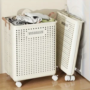 Premium Folding Rolling Laundry Basket with Wheels (Extra Large)