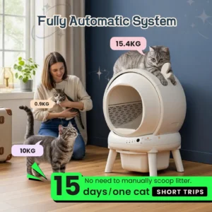 Automatic Self-Cleaning Cat Litter Box with App Control (65L)