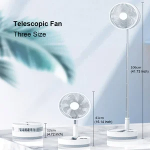 Portable Foldable Standing Fan with Remote Control & Rechargeable Battery (10800mAh)